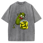 How Did I Turn Into Kimchi Interesting Pickled Cucumber Pattern. Vintage Washed T-shirt