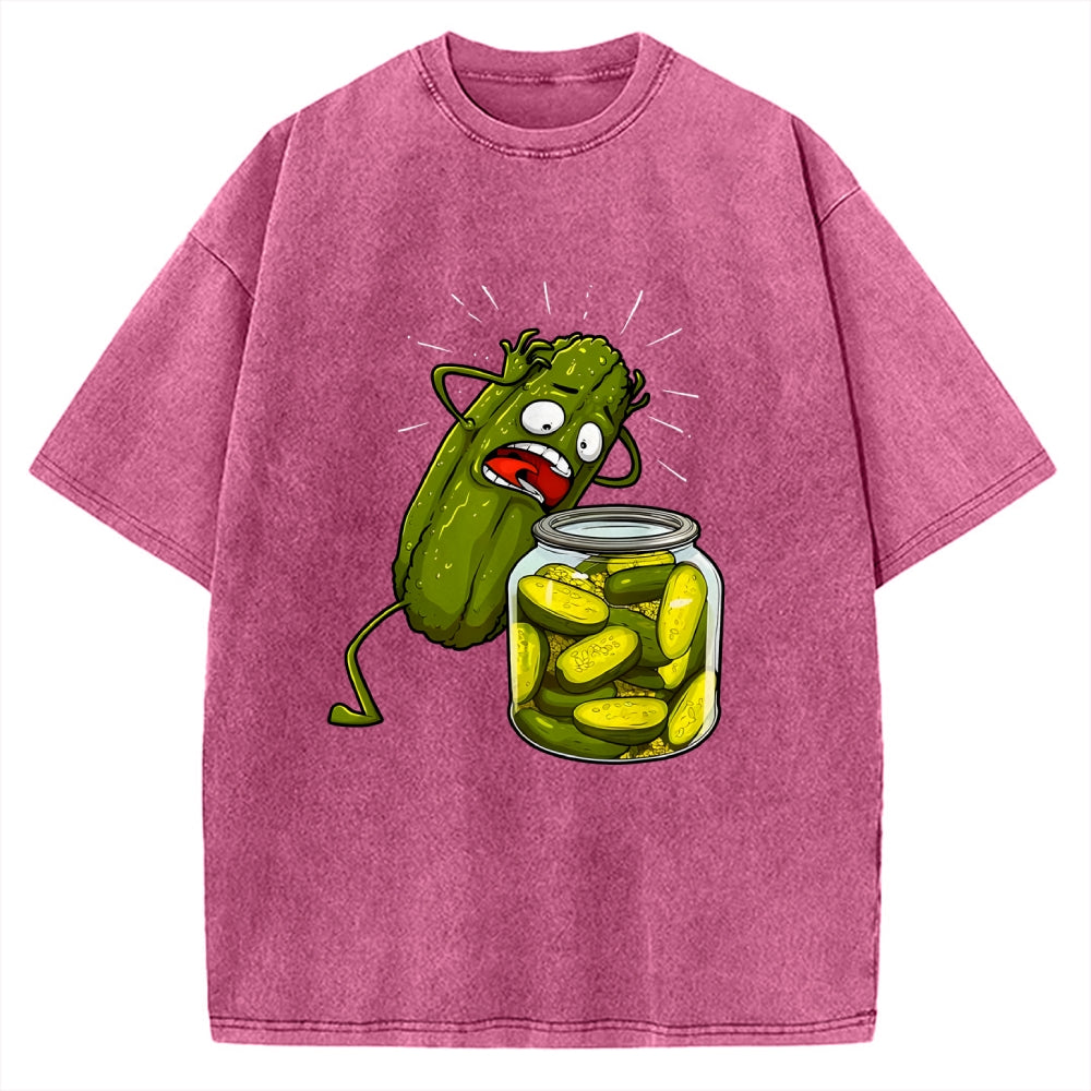 How Did I Turn Into Kimchi Interesting Pickled Cucumber Pattern. Vintage Washed T-shirt