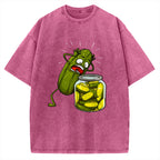 How Did I Turn Into Kimchi Interesting Pickled Cucumber Pattern. Vintage Washed T-shirt