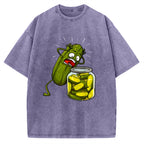 How Did I Turn Into Kimchi Interesting Pickled Cucumber Pattern. Vintage Washed T-shirt