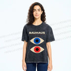 Unisex Bauhaus Geometric Eyes Printed Washed Tee