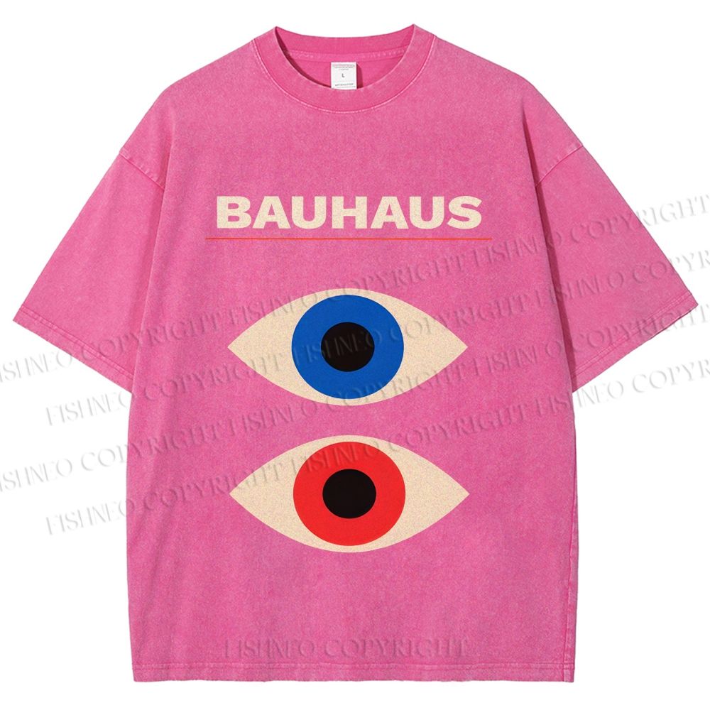 Unisex Bauhaus Geometric Eyes Printed Washed Tee