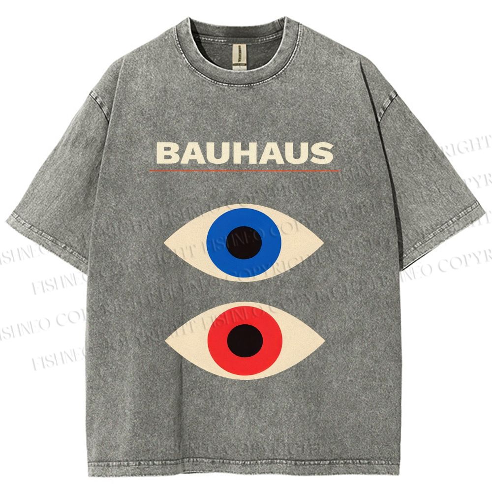 Unisex Bauhaus Geometric Eyes Printed Washed Tee