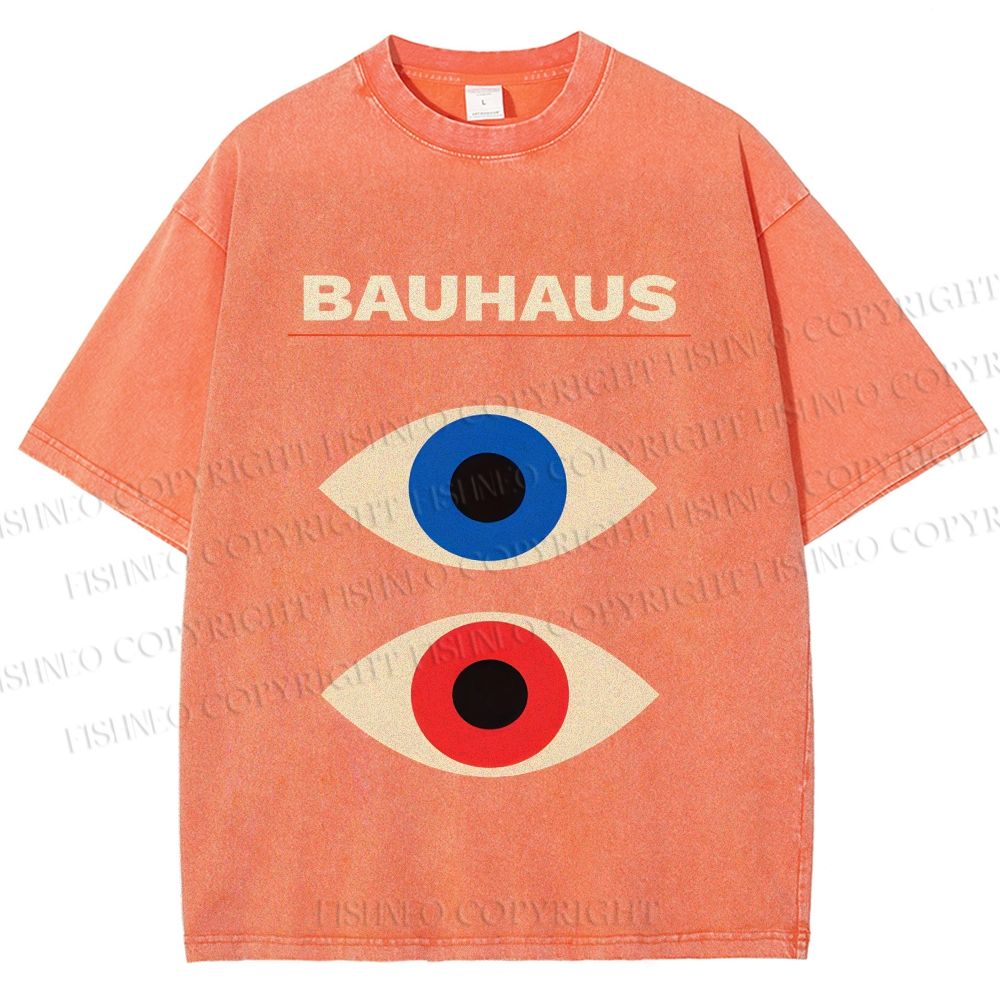 Unisex Bauhaus Geometric Eyes Printed Washed Tee
