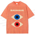 Unisex Bauhaus Geometric Eyes Printed Washed Tee