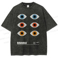 Unisex Bauhaus Geometric Eyes Printed Washed Tee