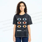 Unisex Bauhaus Geometric Eyes Printed Washed Tee