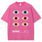 Unisex Bauhaus Geometric Eyes Printed Washed Tee