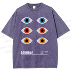 Unisex Bauhaus Geometric Eyes Printed Washed Tee