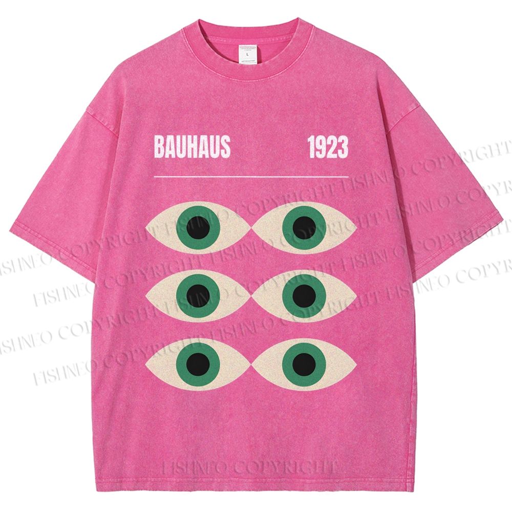 Unisex Bauhaus Geometric Eyes Printed Washed Tee