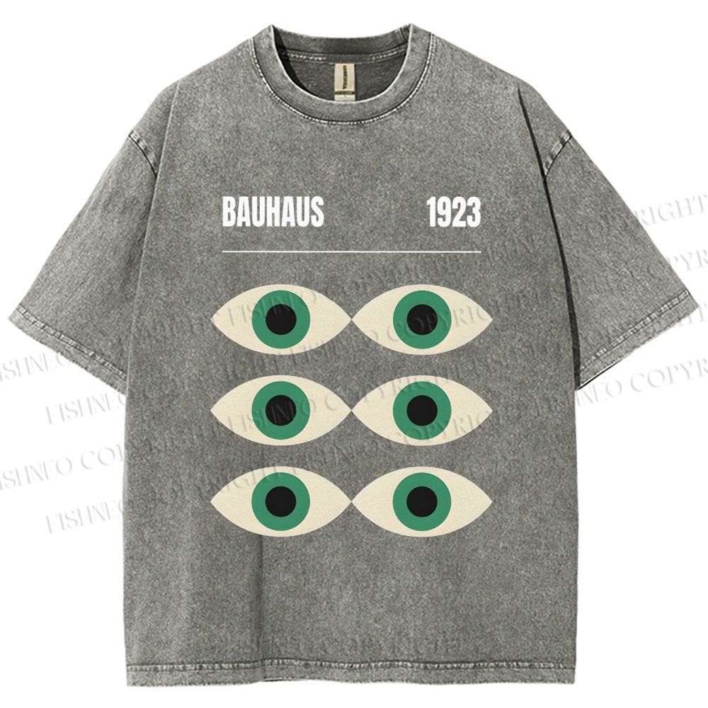 Unisex Bauhaus Geometric Eyes Printed Washed Tee