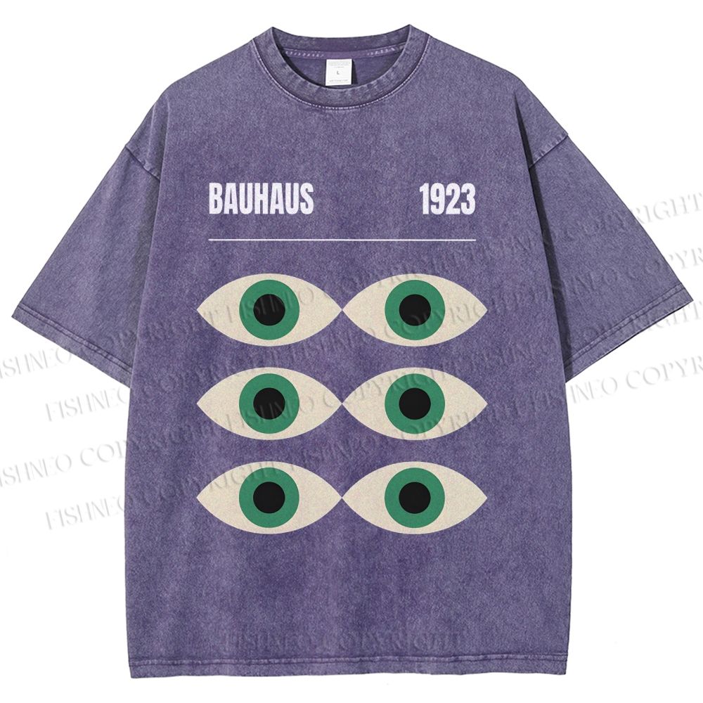 Unisex Bauhaus Geometric Eyes Printed Washed Tee