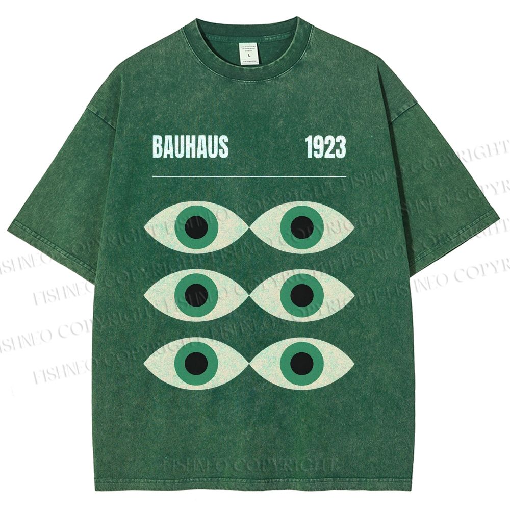 Unisex Bauhaus Geometric Eyes Printed Washed Tee