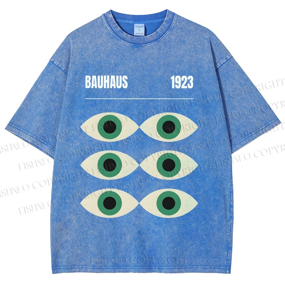 Unisex Bauhaus Geometric Eyes Printed Washed Tee