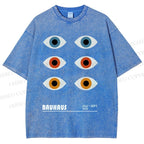 Unisex Bauhaus Geometric Eyes Printed Washed Tee