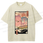 Unisex Ukiyo-e The Great Takoyaki Printed Washed Tee