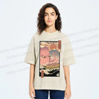 Unisex Ukiyo-e The Great Takoyaki Printed Washed Tee