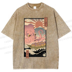 Unisex Ukiyo-e The Great Takoyaki Printed Washed Tee