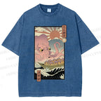 Unisex Ukiyo-e The Great Takoyaki Printed Washed Tee