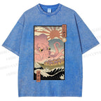 Unisex Ukiyo-e The Great Takoyaki Printed Washed Tee
