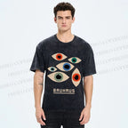 Unisex Bauhaus Art Geometric Eyes Printed Washed Tee