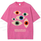 Unisex Bauhaus Art Geometric Eyes Printed Washed Tee