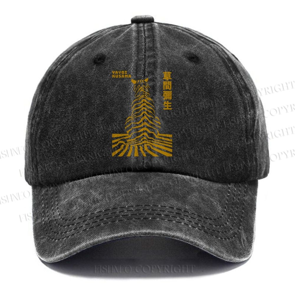 Unisex Vintage Casual Japanese Yayoi Kusama Panther Washed Cap