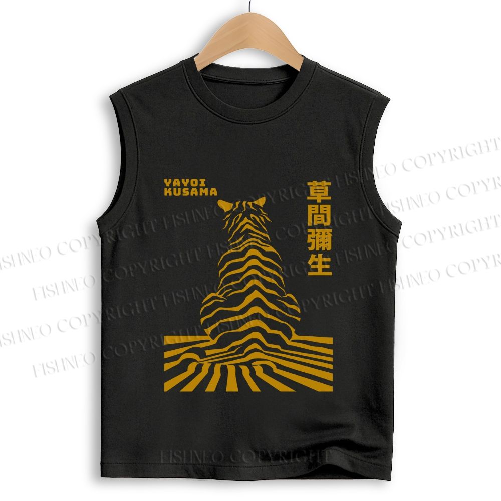 Unisex Yayoi Kusama Panther Printed Cotton Tank Top