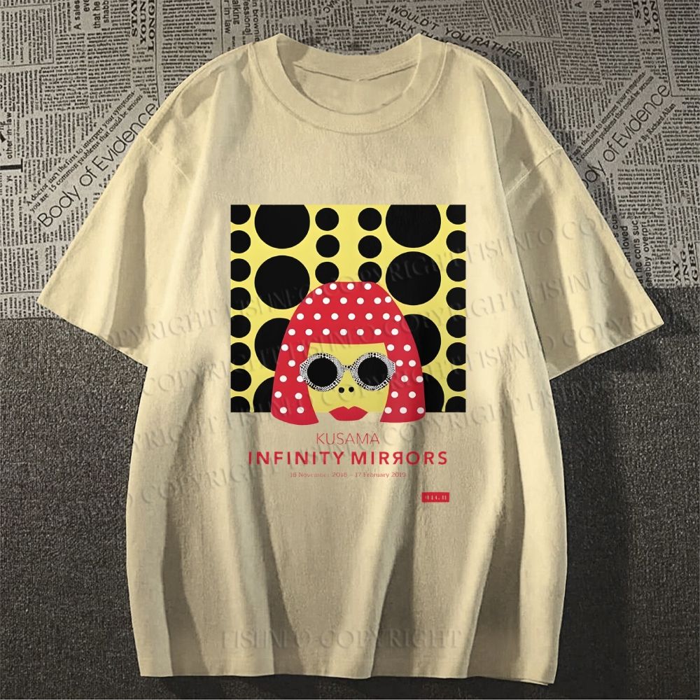 Unisex Classic Cotton Japanese Yayoi Kusama Woman Printed T-shirt