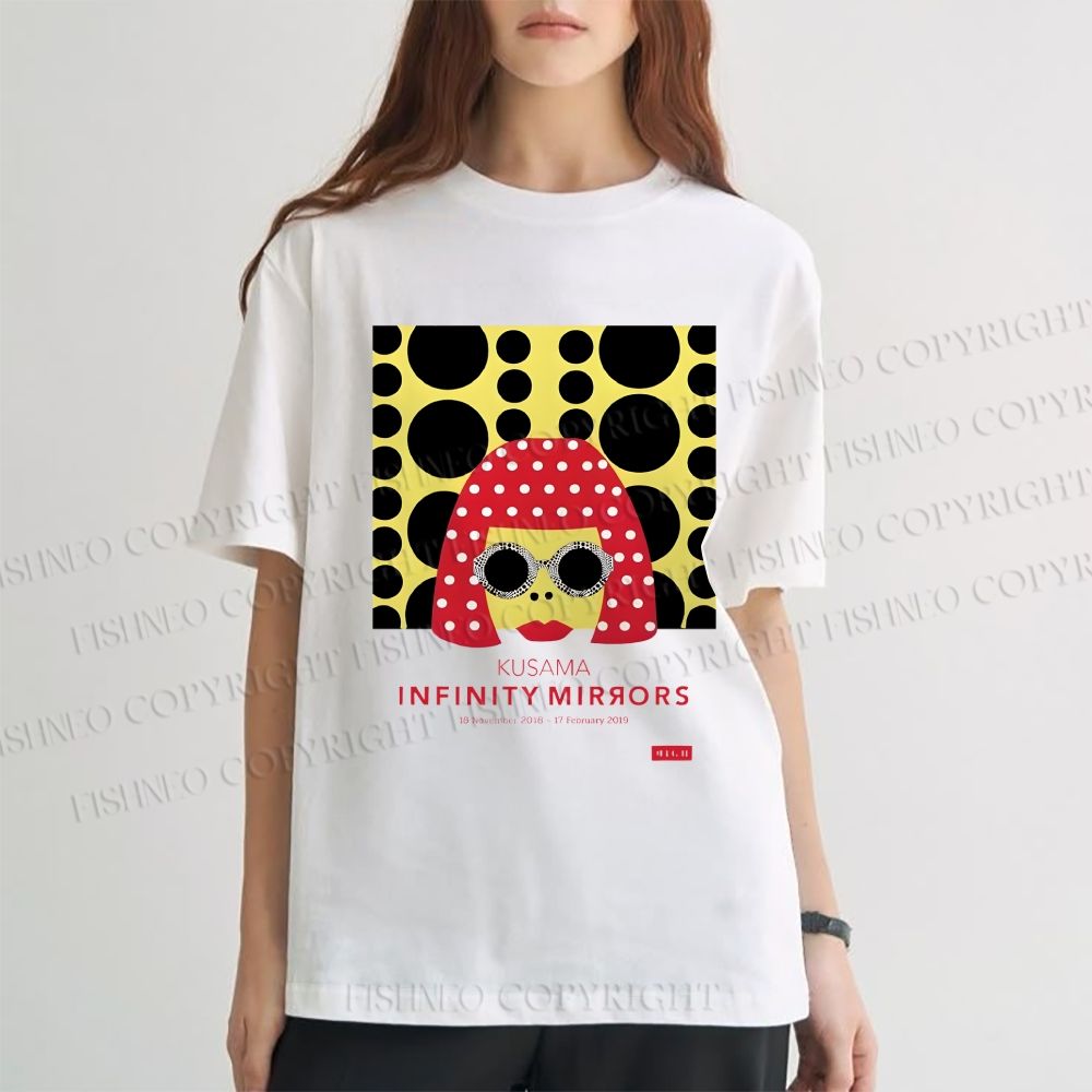 Unisex Classic Cotton Japanese Yayoi Kusama Woman Printed T-shirt