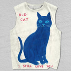 Unisex Old Cat Printed Tank Top