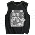 Unisex Snow Monkey Coffee Park Printed Washed Tank Top