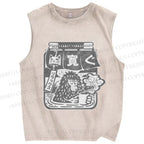 Unisex Snow Monkey Coffee Park Printed Washed Tank Top