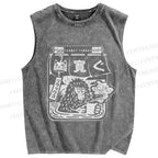 Unisex Snow Monkey Coffee Park Printed Washed Tank Top