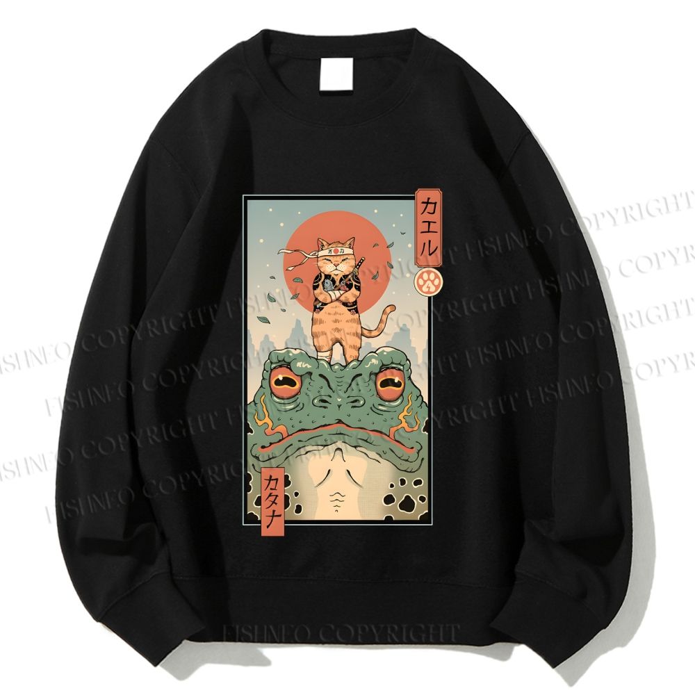 Unisex Cat Frog Japanese Style Printed Sweatshirt