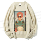 Unisex Cat Frog Japanese Style Printed Sweatshirt