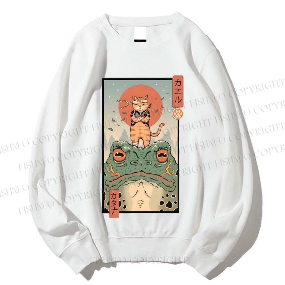 Unisex Cat Frog Japanese Style Printed Sweatshirt