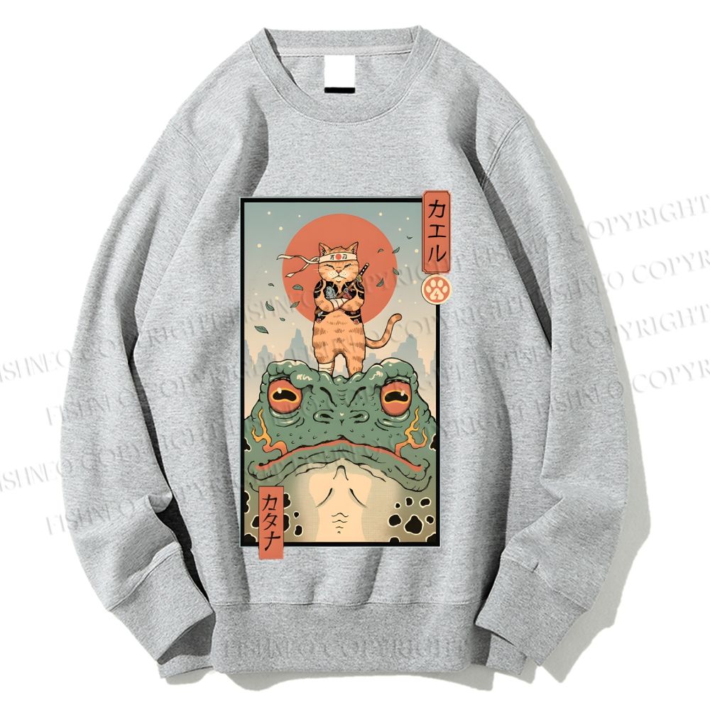 Unisex Cat Frog Japanese Style Printed Sweatshirt