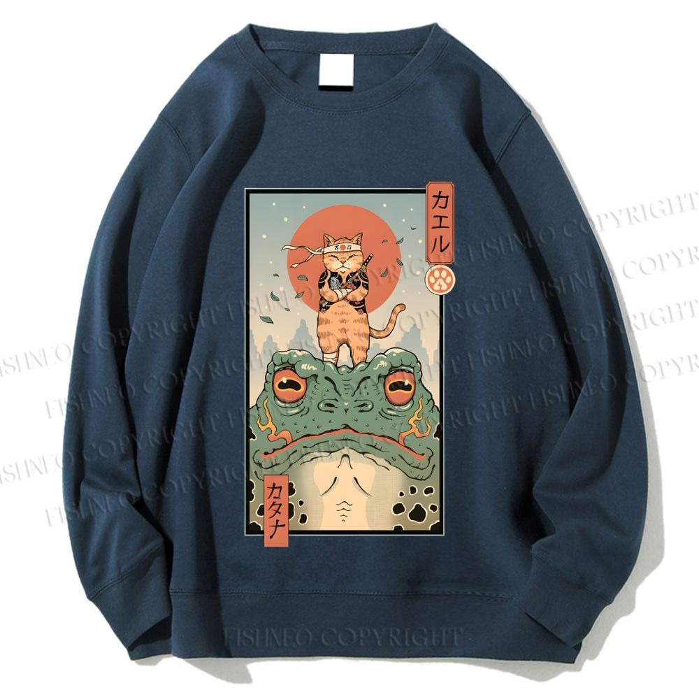 Unisex Cat Frog Japanese Style Printed Sweatshirt