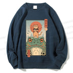 Unisex Cat Frog Japanese Style Printed Sweatshirt