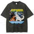 Unisex Monster Cat Printed Washed Tee