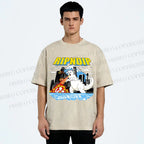Unisex Monster Cat Printed Washed Tee