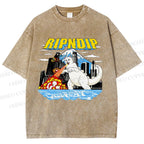 Unisex Monster Cat Printed Washed Tee