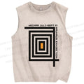 Unisex Bauhaus Geometry Printed Washed Tank Top