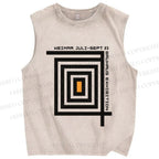 Unisex Bauhaus Geometry Printed Washed Tank Top