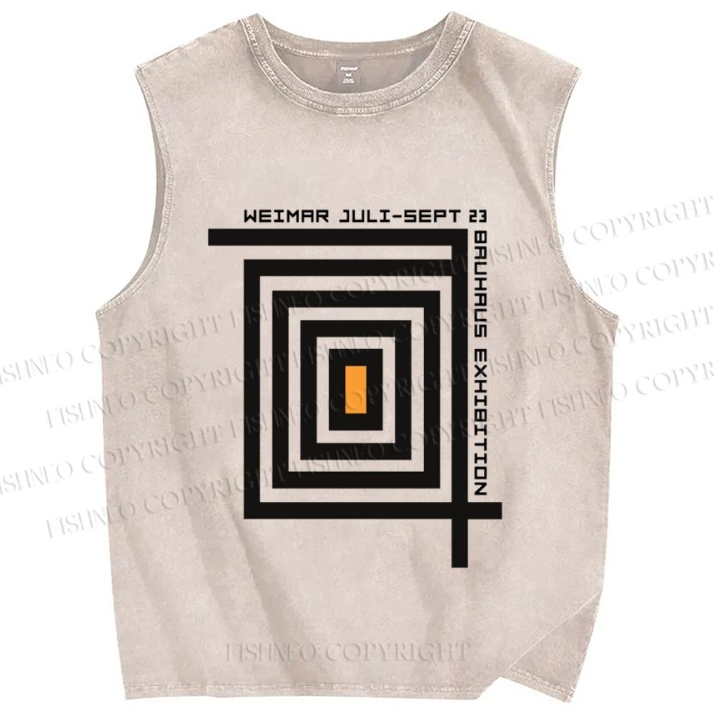 Unisex Bauhaus Geometry Printed Washed Tank Top