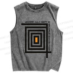 Unisex Bauhaus Geometry Printed Washed Tank Top