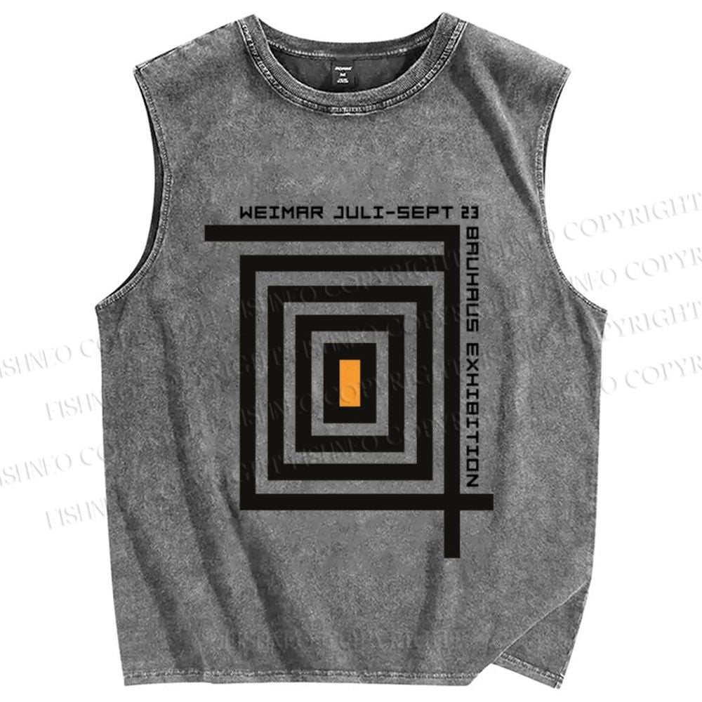 Unisex Bauhaus Geometry Printed Washed Tank Top