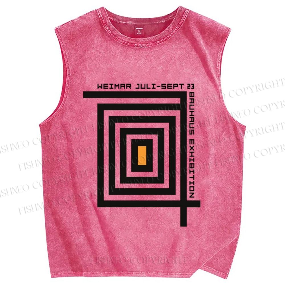 Unisex Bauhaus Geometry Printed Washed Tank Top
