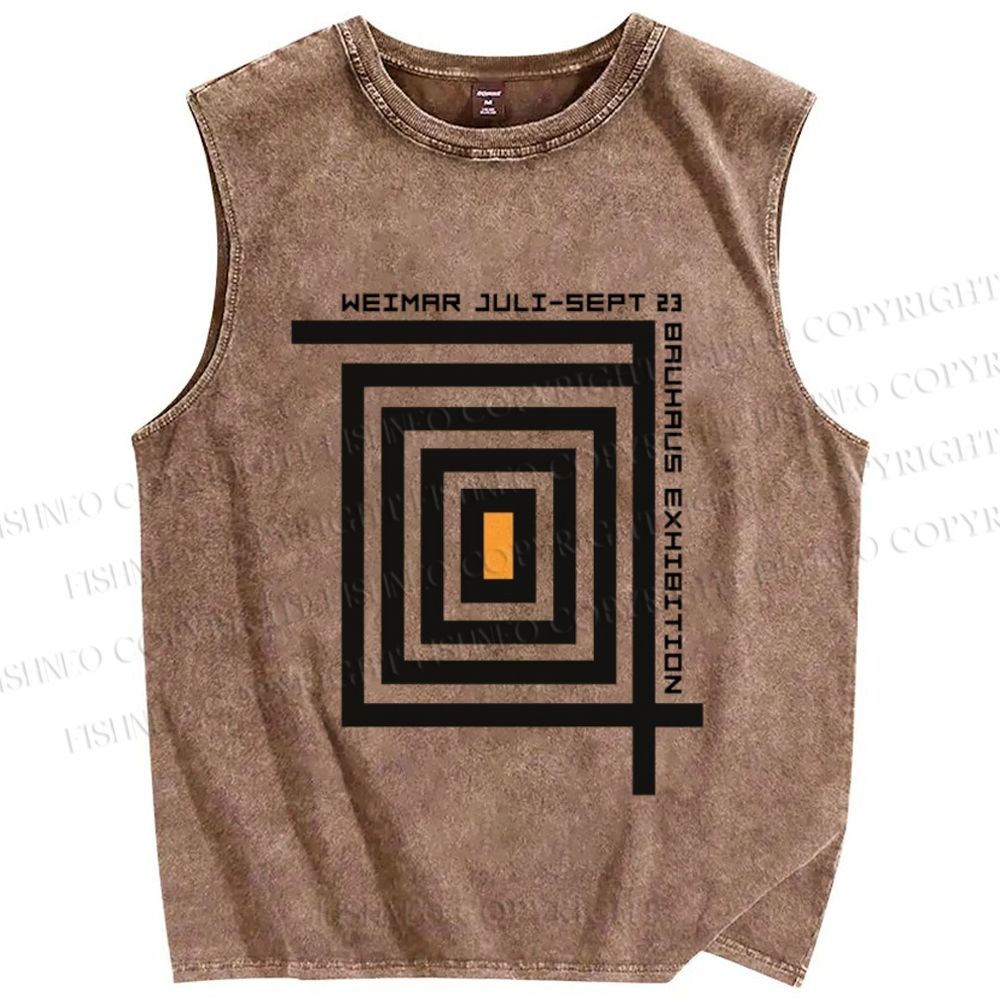 Unisex Bauhaus Geometry Printed Washed Tank Top